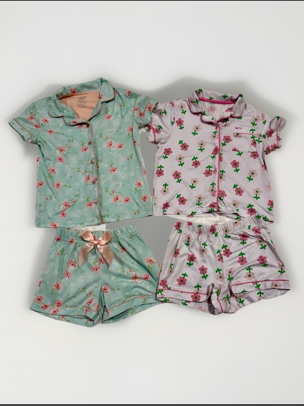 Big Girls 10-12 Summer Floral PJ Set Shorts Button Down Knit Max & Olivia 2 Sets